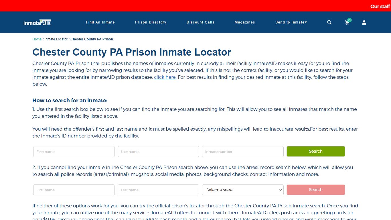 Chester County PA Prison Inmate Locator - Help for Inmates ...